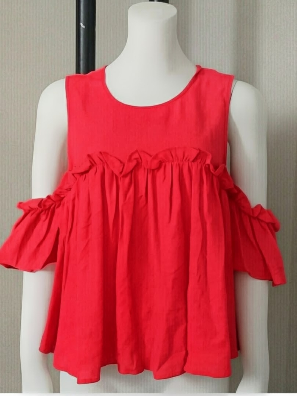 Coral Ruffle-Sleeve Women's Blouse